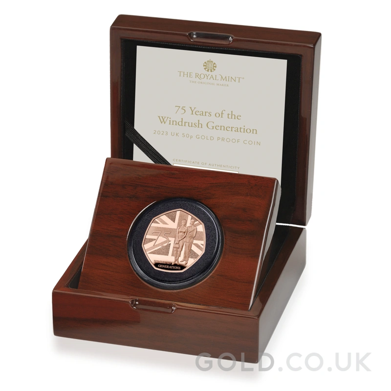 2023 Proof 50p Gold Coin 75 Years of the Windrush Generation Boxed