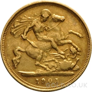 1901 Gold Half Sovereign Coin Victoria