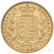 1872 Victoria Young Head Shield Back Gold Sovereign (London Mint)