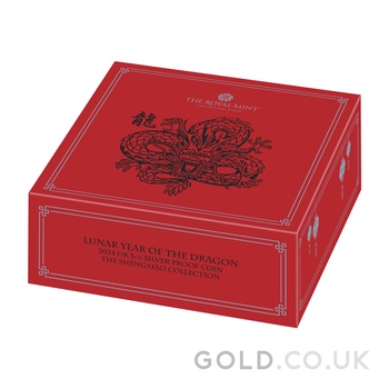2024 Royal Mint 5oz Year of the Dragon Proof Silver Coin Boxed