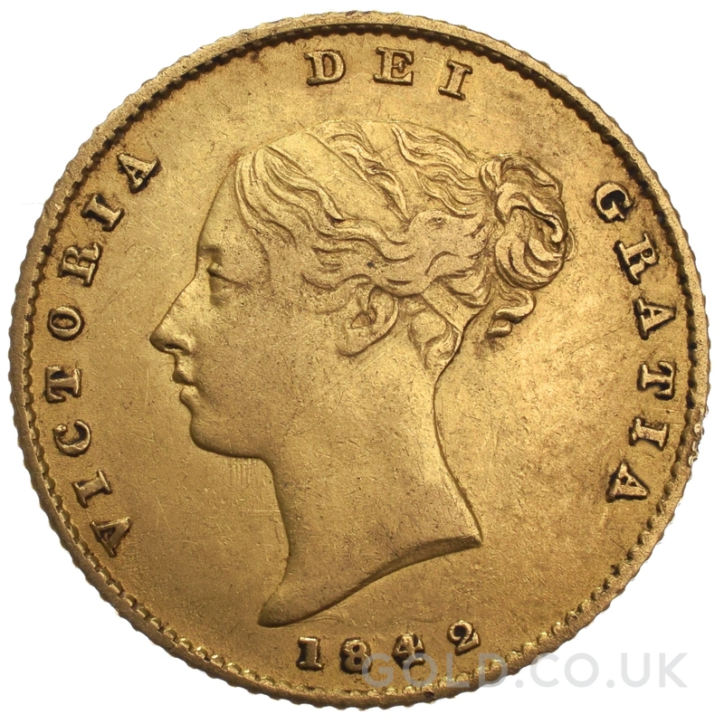 Gold Half Sovereign Victoria Young Head Shield Back