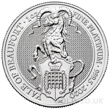 2020 1oz Yale Of Beaufort Platinum Coin Queen's Beasts