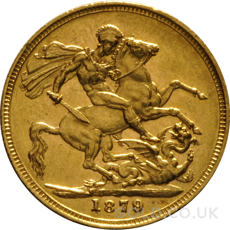1879 Gold Sovereign Coin Queen Victoria Young Head Melbourne