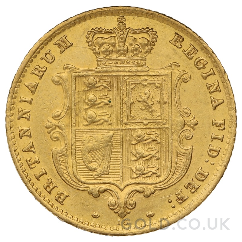1867 Gold Half Sovereign Queen Victoria Young Head Shield Back
