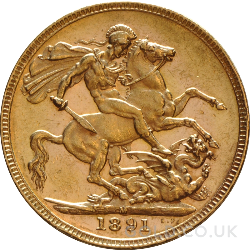 1891 Gold Sovereign Coin Queen Victoria Jubilee Head Melbourne