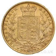 1871 Gold Sovereign Coin Shield Back Victoria