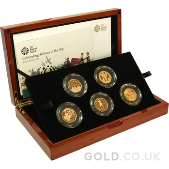 2019 UK Fifty Pence 50p Gold Proof Piedfort Coin Set - British Military - Boxed
