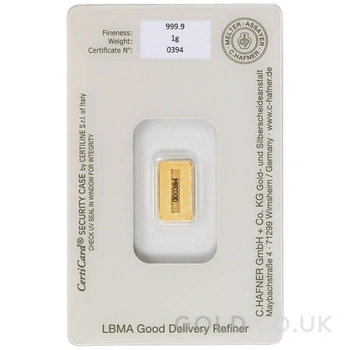 1g Gold Bar C. Hafner Minted