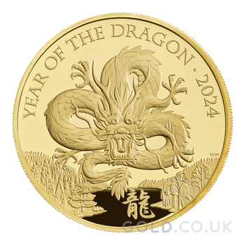 2024 Royal Mint 5oz Year of the Dragon Proof Gold Coin Boxed