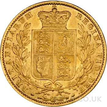 1852 Gold Sovereign Coin Queen Victoria Young Head Shield Back