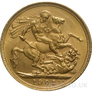 1902 Gold Sovereign Coin Edward VII (S)