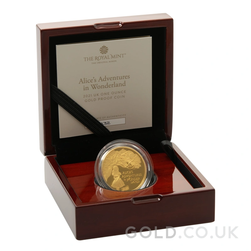 2021 1/4oz Alice's Adventures in Wonderland Proof Gold Coin Boxed