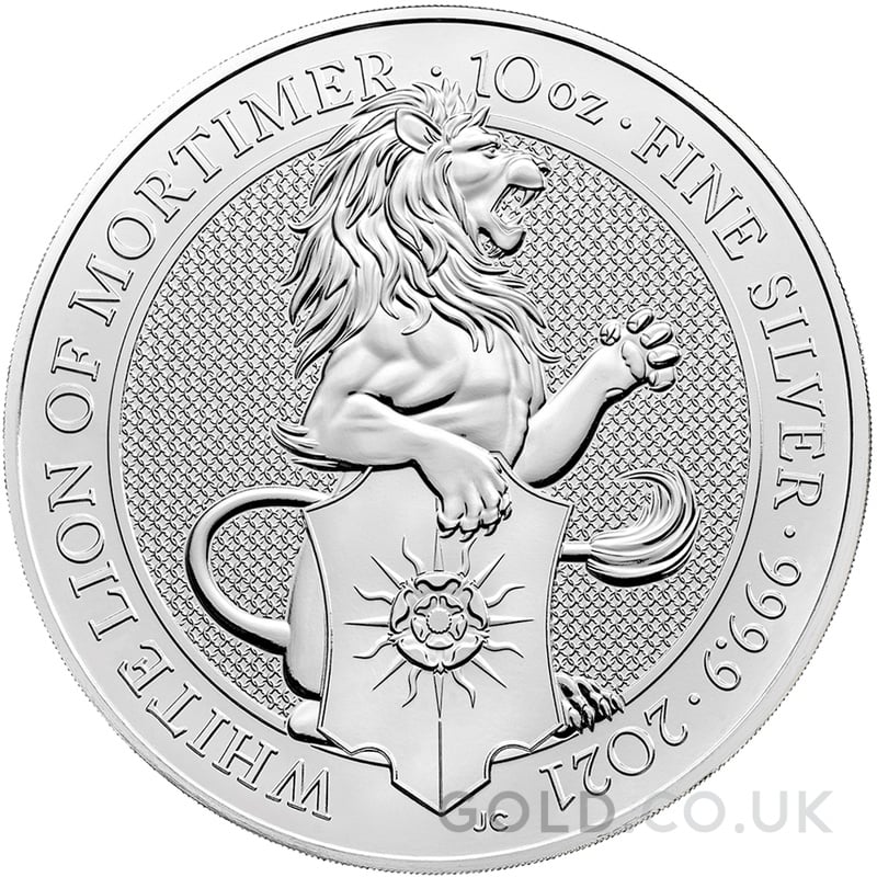 2021 10oz White Lion of Mortimer Silver Coin Queen's Beasts