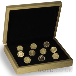 Large Oak Gift Box - 10 x Gold Sovereigns