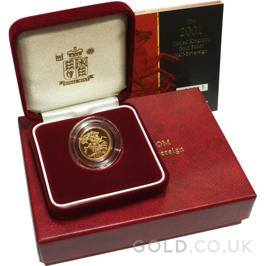 2001 Proof Gold Half Sovereign Boxed