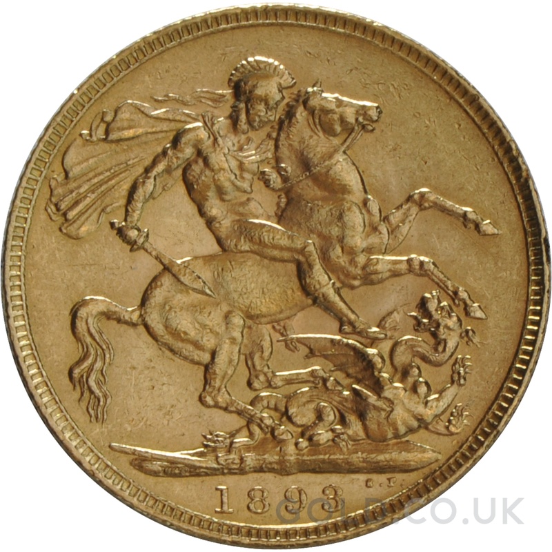 1893 Gold Sovereign Coin Queen Victoria Old Head