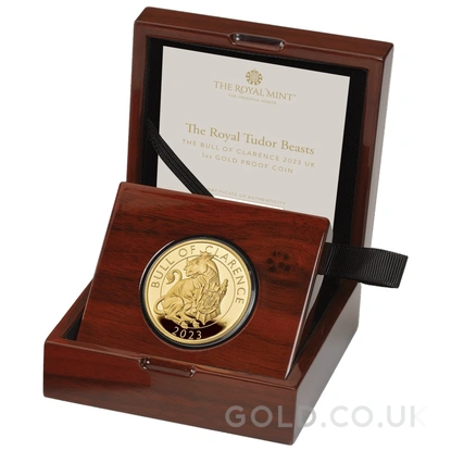 2023 Bull of Clarence Gold Coin Tudor Beasts 1oz Proof Boxed