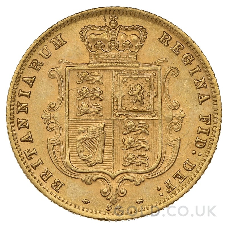 1878 Gold Half Sovereign Queen Victoria Young Head Shield Back