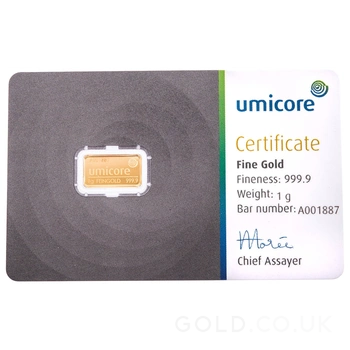 1g Gold Bar Umicore