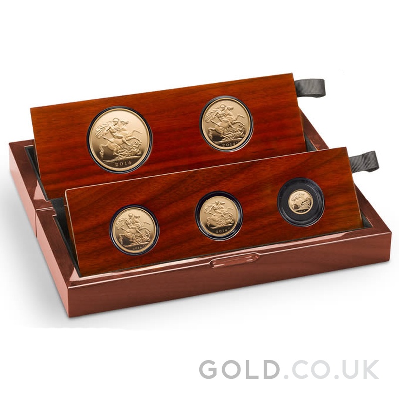 2014 Proof Gold Sovereign 5 Coin Set Boxed