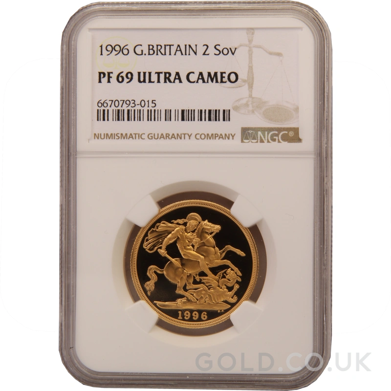 1996 Proof £2 Coin Gold Double Sovereign NGC PF69