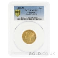 1880 Victoria Young Head Shield Back Gold Sovereign (Melbourne Mint)
