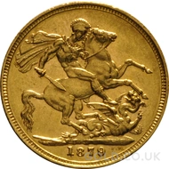 1879 Gold Sovereign Coin Victoria (M)