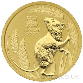 2020 Year of the Mouse Gold Coin 1/4oz Perth Mint Australian Lunar Series Gift Boxed