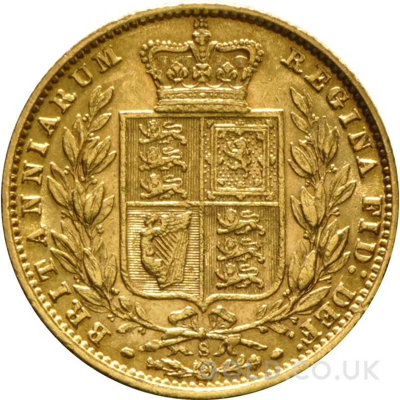 1875 Gold Sovereign Coin Queen Victoria Young Head Shield Back Sydney