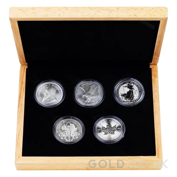 2024 1oz Silver Coin Set; Britannia, Maple, Philharmonic, Eagle, Krugerrand Gift Boxed
