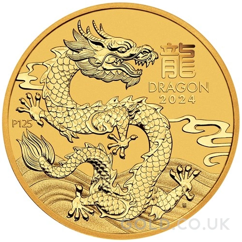 2024 Year of the Dragon Gold Coin 1/2oz Perth Mint Australian Lunar Series