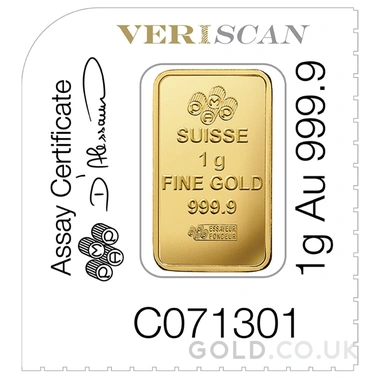 25g Gold Bar PAMP Lady Fortuna Multigram Minted
