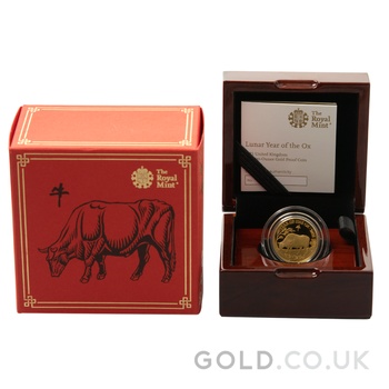 2021 Royal Mint 1/4oz Year of the Ox Proof Gold Coin Boxed
