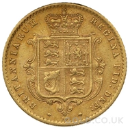 1871 Gold Half Sovereign Coin Victoria Shield Back