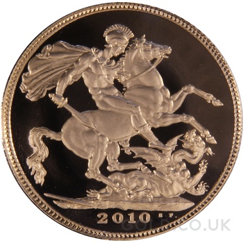 2010 Proof Gold Sovereign Coin Elizabeth II Fourth Head
