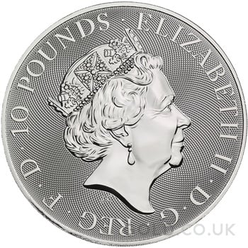 2021 10oz White Lion of Mortimer Silver Coin Queen's Beasts
