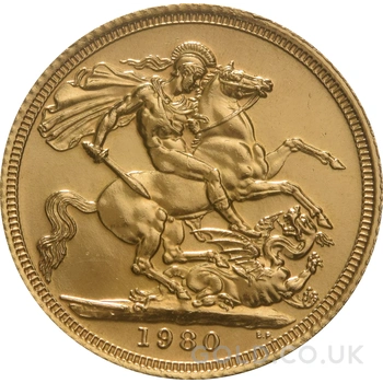 1980 Gold Sovereign Coin Elizabeth II Decimal Portrait