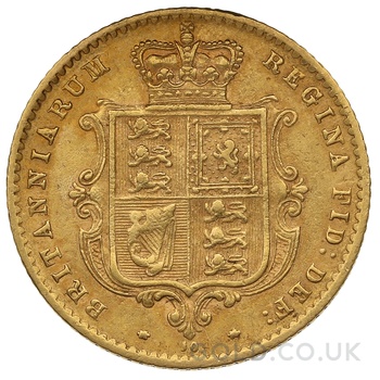 1871 Gold Half Sovereign Queen Victoria Young Head Shield Back