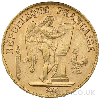 1889 French 20 Francs Gold Coin Guardian Angel A