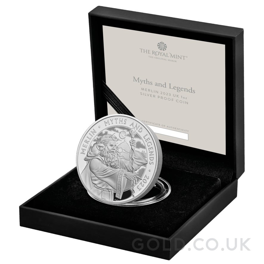 2023 Proof Merlin Silver Coin Myths & Legends 1oz Boxed