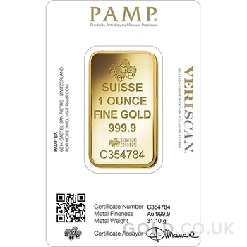 1oz Gold Bar PAMP Rosa Minted