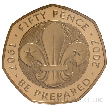 2007 Proof 50p Gold Coin Scouts Boxed
