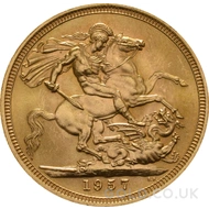 1957 Gold Sovereign Coin Elizabeth II