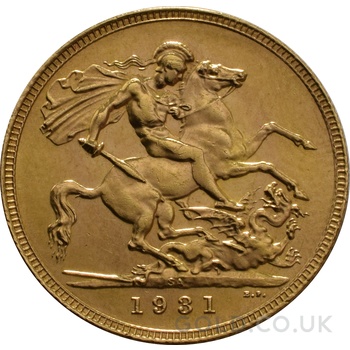 1931 Gold Sovereign Coin George V SA