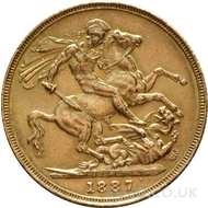 1887 Gold Sovereign Coin Victoria 