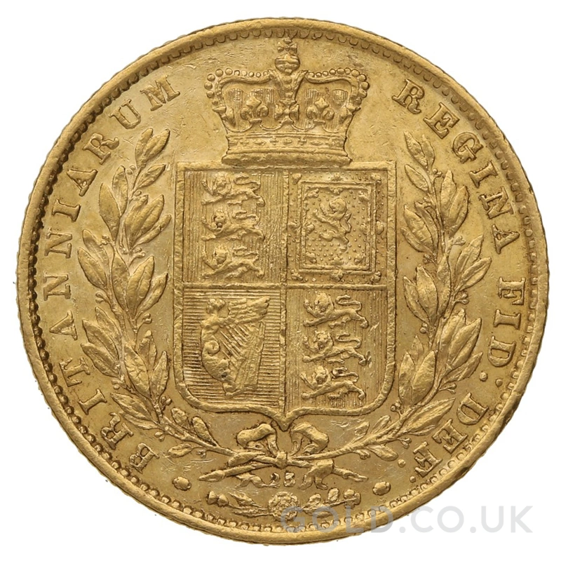 1868 Gold Sovereign Coin Queen Victoria Young Head Shield Back