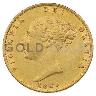 1860 Victoria Young Head Shield Back Gold Half Sovereign (London Mint)