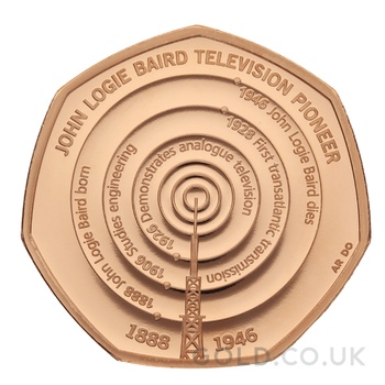 2021 Proof 50p Gold Coin Logie Baird Innovation in Science Boxed