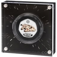 Millennium Falcon Fifty Pence Proof Silver Coin Boxed (2024)