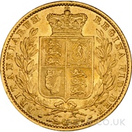 1852 Victoria Young Head Shield Back Gold Sovereign (London Mint)